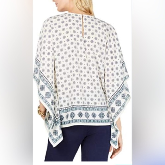 Michael Kors Blue and White Blouse with Dolman Sleeves - Picture 2 of 7